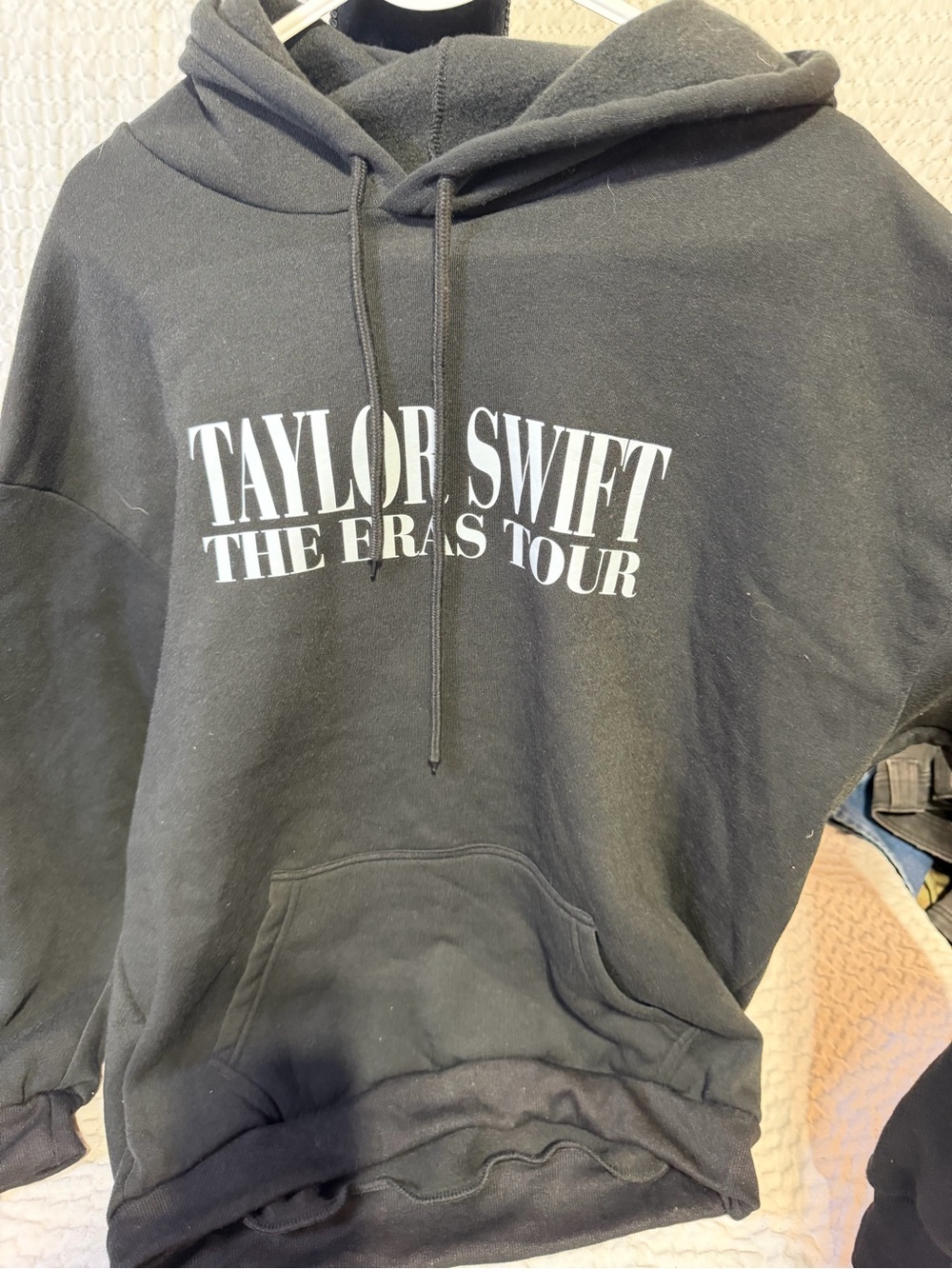 Taylor Swift Black Zip-Up Hoodie with White 'The Eras Tour' Logo